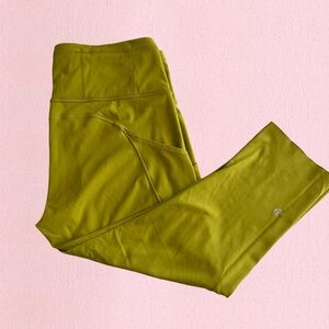 Lululemon Cropped Leggings With Pockets - Size 10 Neon Lime